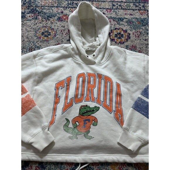 Florida Gators '47 Women's Harper Adjustable‎ Cropped Pullover Cream Hoodie Sz M - Picture 2 of 7